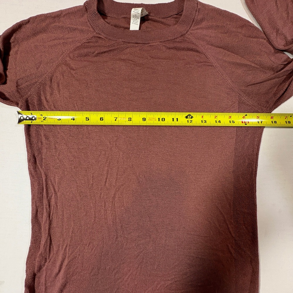 Lululemon Rest Less Pullover Long Sleeve Shirt Cashmere Blend Rust Womens 8 - Picture 5 of 5